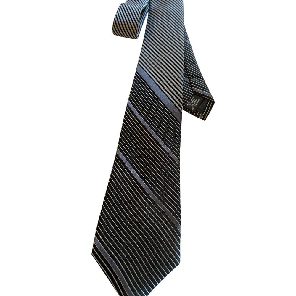 George Mens Black & Gray Striped Neck Tie